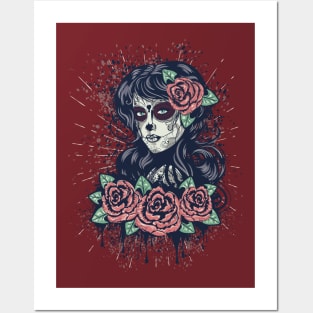 Vintage Day of Dead Girl Posters and Art